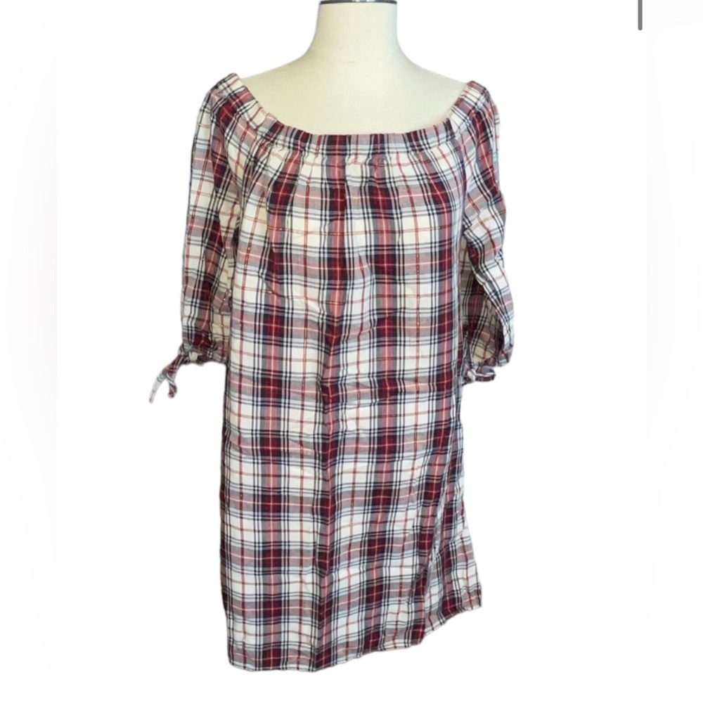 Charming Charlie Plaid Off The Shoulder Dress